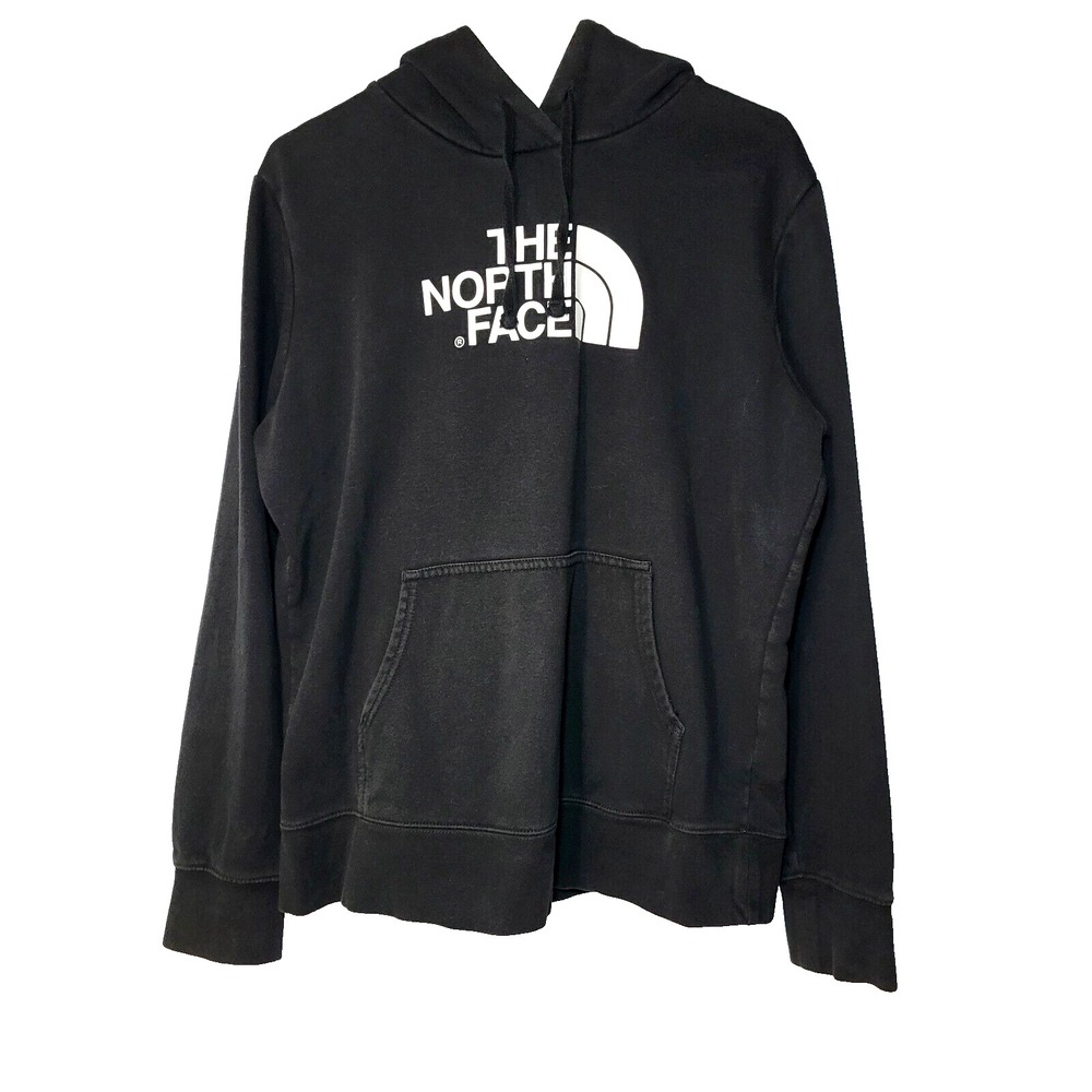 The‎ North Face Black Hoodie Logo Kangaroo Pocket Drawstring Hood Size Large